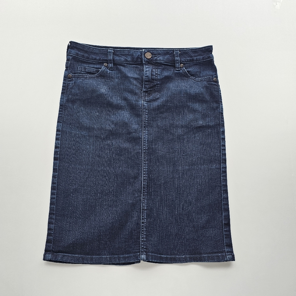 New York & Company Ladies Dark Blue Denim Pencil Skirt